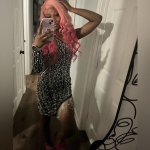 Black Sequin Pearl Dress